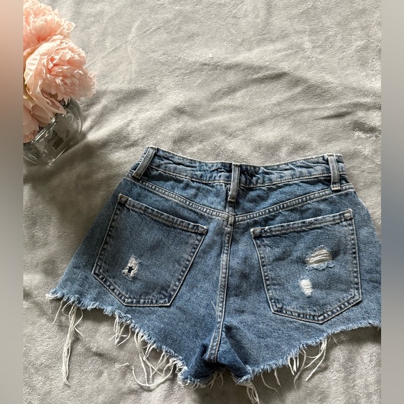 Forever 21 Blue Jean Shorts Distressed Frayed Hem - Picture 2 of 5